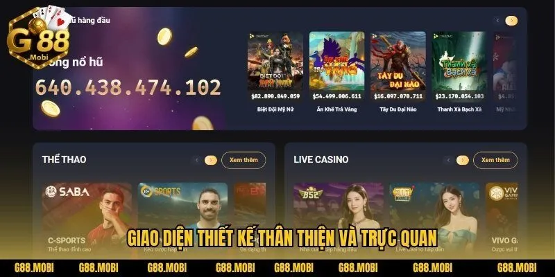 G88 4 Giao diện thiết kế thân thiện và trực quan