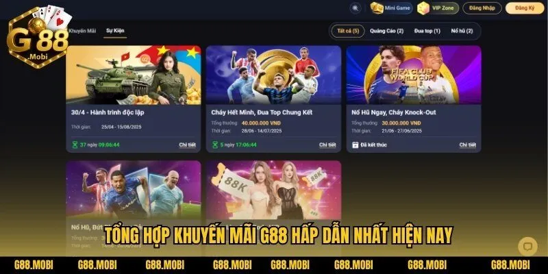 Khuyến mãi G88: Tổng hợp chi tiết các chương trình hấp dẫn nhất 2025 1 Tổng hợp khuyến mãi G88 hấp dẫn nhất hiện nay